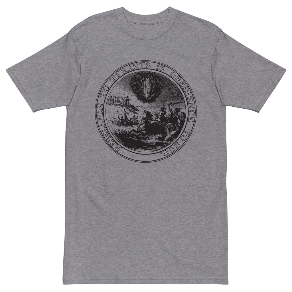 Rebellion to Tyrants is Obedience To God Franklin Motto Men’s Heavyweight Tee