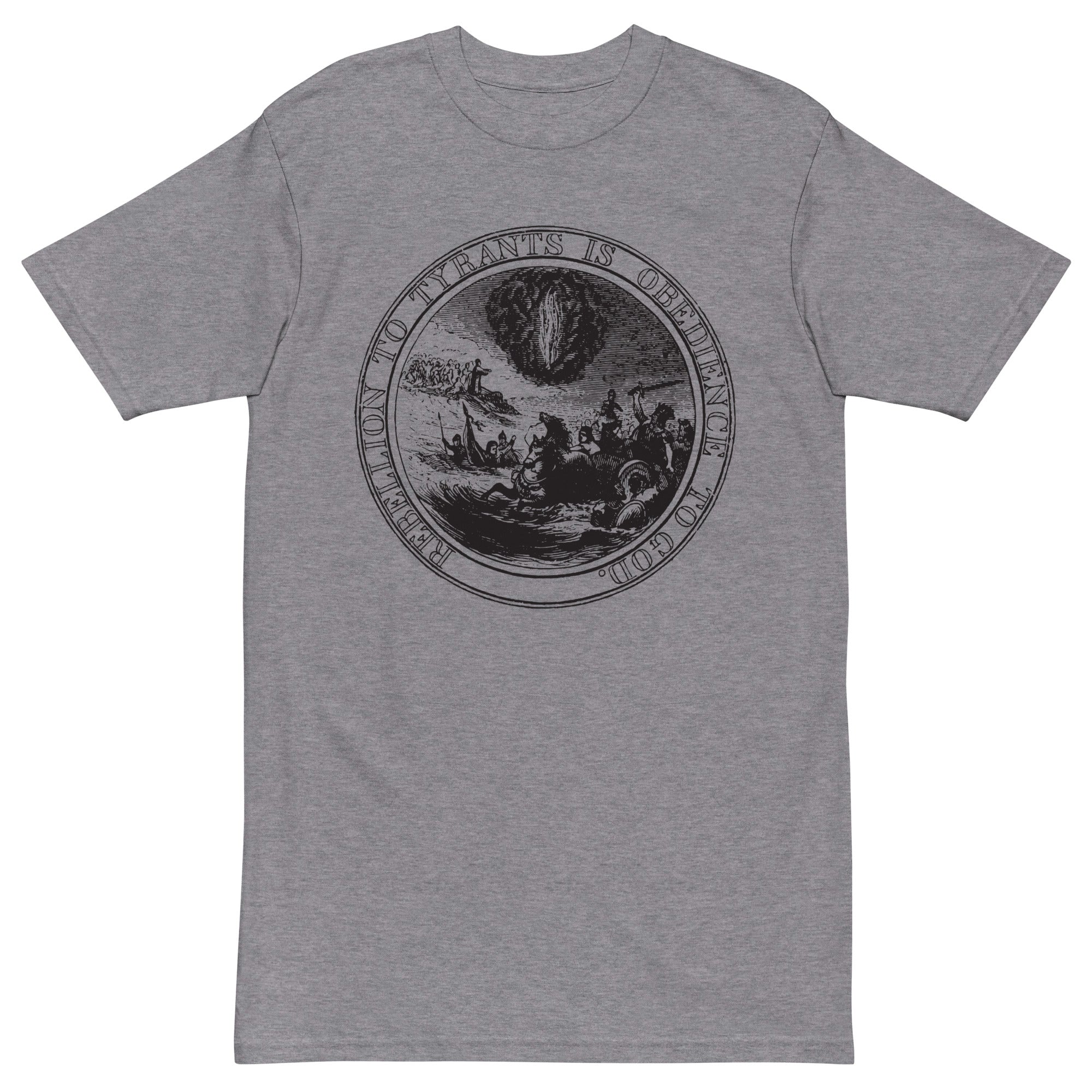 Rebellion to Tyrants is Obedience To God Franklin Motto Men’s Heavyweight Tee