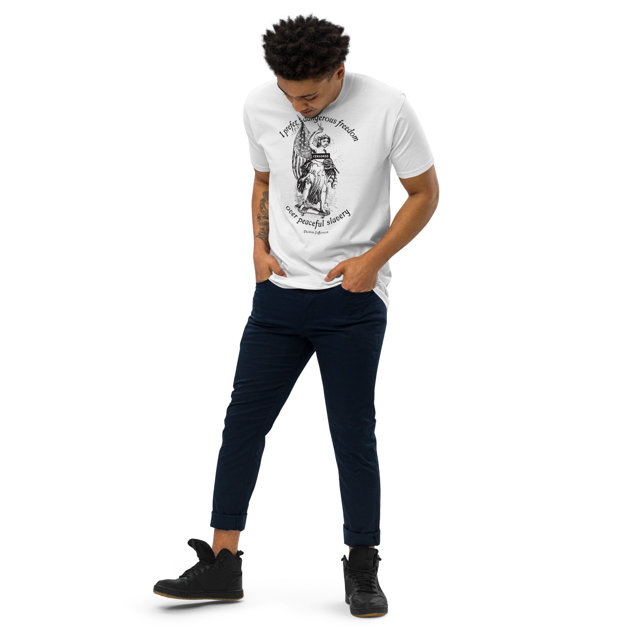 I Prefer Dangerous Freedom Jefferson Quote Men’s Heavyweight T-shirt