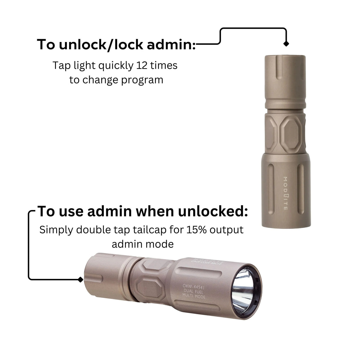 Modlite Multi-Mode Handheld PLHv3 18350 Light - 60,000 Candela Threat Disruption - 3-Hour Max Runtime - Made in USA