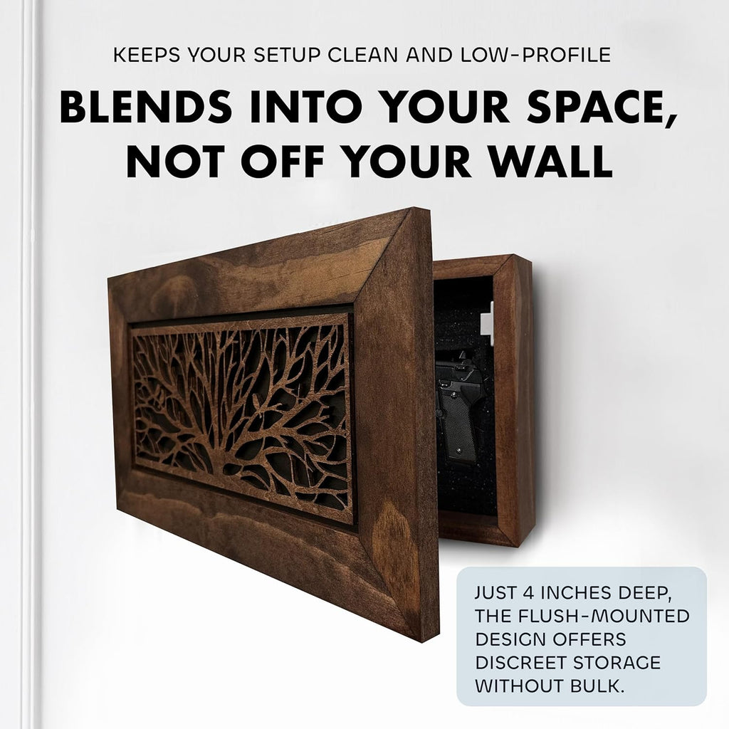 Wood Gun Cabinet Birds In A Tree Wall Decoration - Hidden Gun Safe To Securely Store Your Gun In Plain Sight