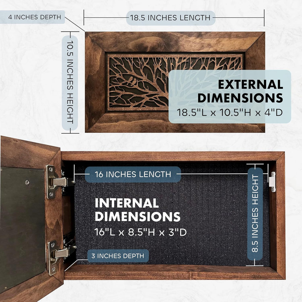Wood Gun Cabinet Birds In A Tree Wall Decoration - Hidden Gun Safe To Securely Store Your Gun In Plain Sight