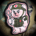 Dead Inside Bear - IDFC BEARS - 4" Fuzzy Embroidered Patch - Pink