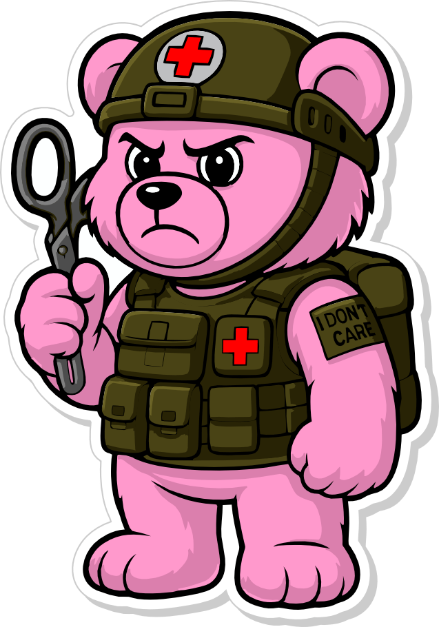 Dead Inside Bear - IDFC BEARS  - 3.75" Sticker - Pink