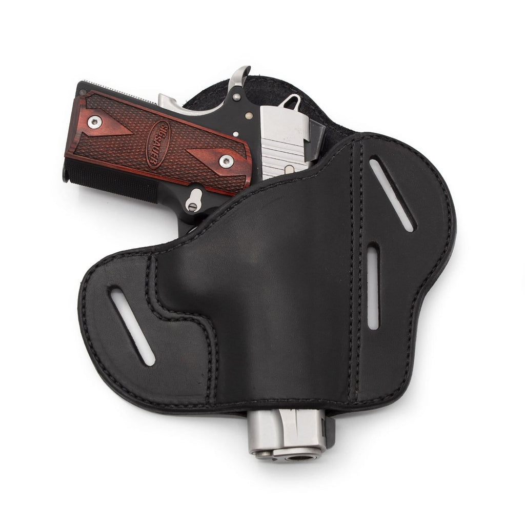 The Ultimate Leather Gun Holster | 3 Slot Pancake Style Belt Holster | Handmade in the USA! | Fits all 1911 Style Handguns