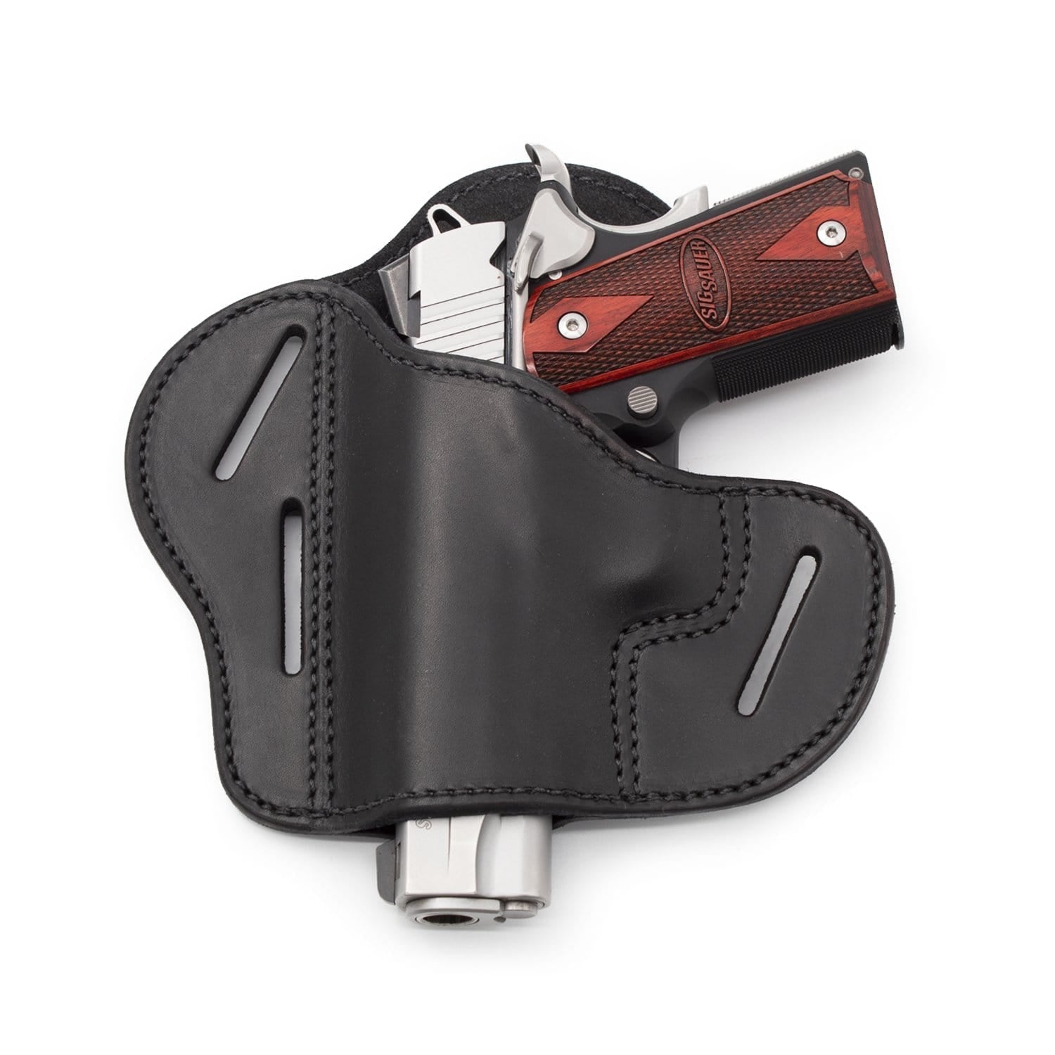 The Ultimate Leather Gun Holster | 3 Slot Pancake Style Belt Holster | Handmade in the USA! | Fits all 1911 Style Handguns