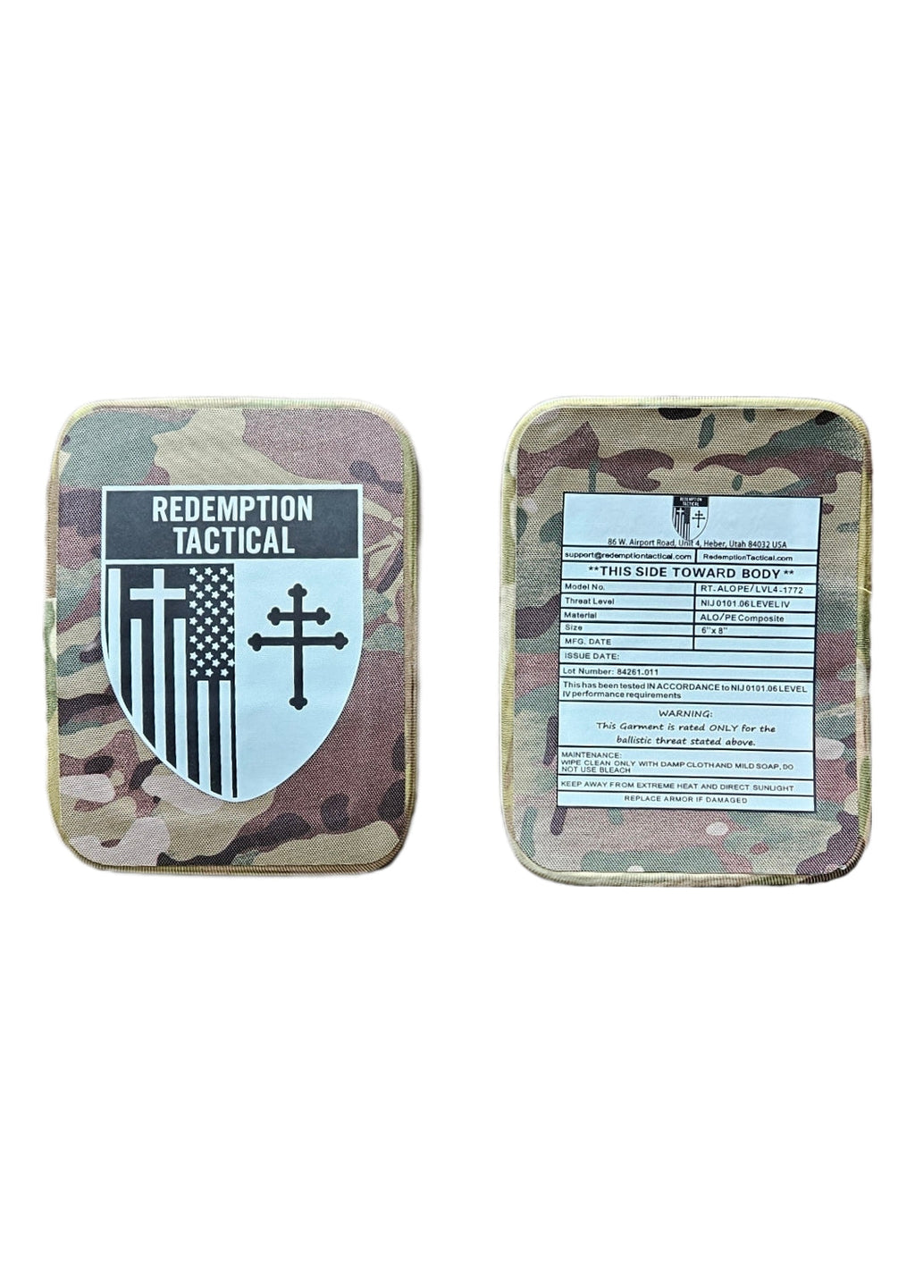 Redemption Tactical CRUSADER 2.0® ARMOR FULL KIT COMBO PACKAGE LIGHTWEIGHT LEVEL IV  (2) 10x12 Front/Back Plates (2) 6x8 Side Plates (Level III PE)