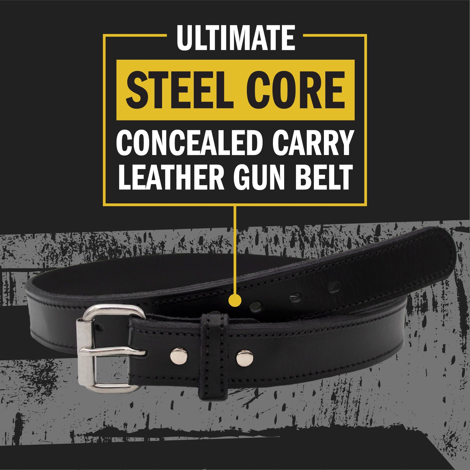 Ultimate Steel Core Concealed Carry Leather Gun Belt - Lifetime Warranty - Made In USA