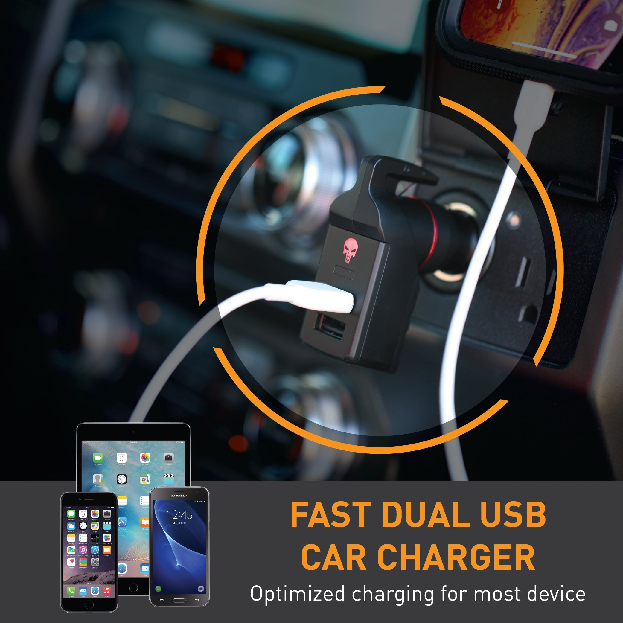 Stinger USB Car Charger Emergency Tool, Seatbelt Cutter, Spring-Loaded Car Window Breaker (Red Punisher)
