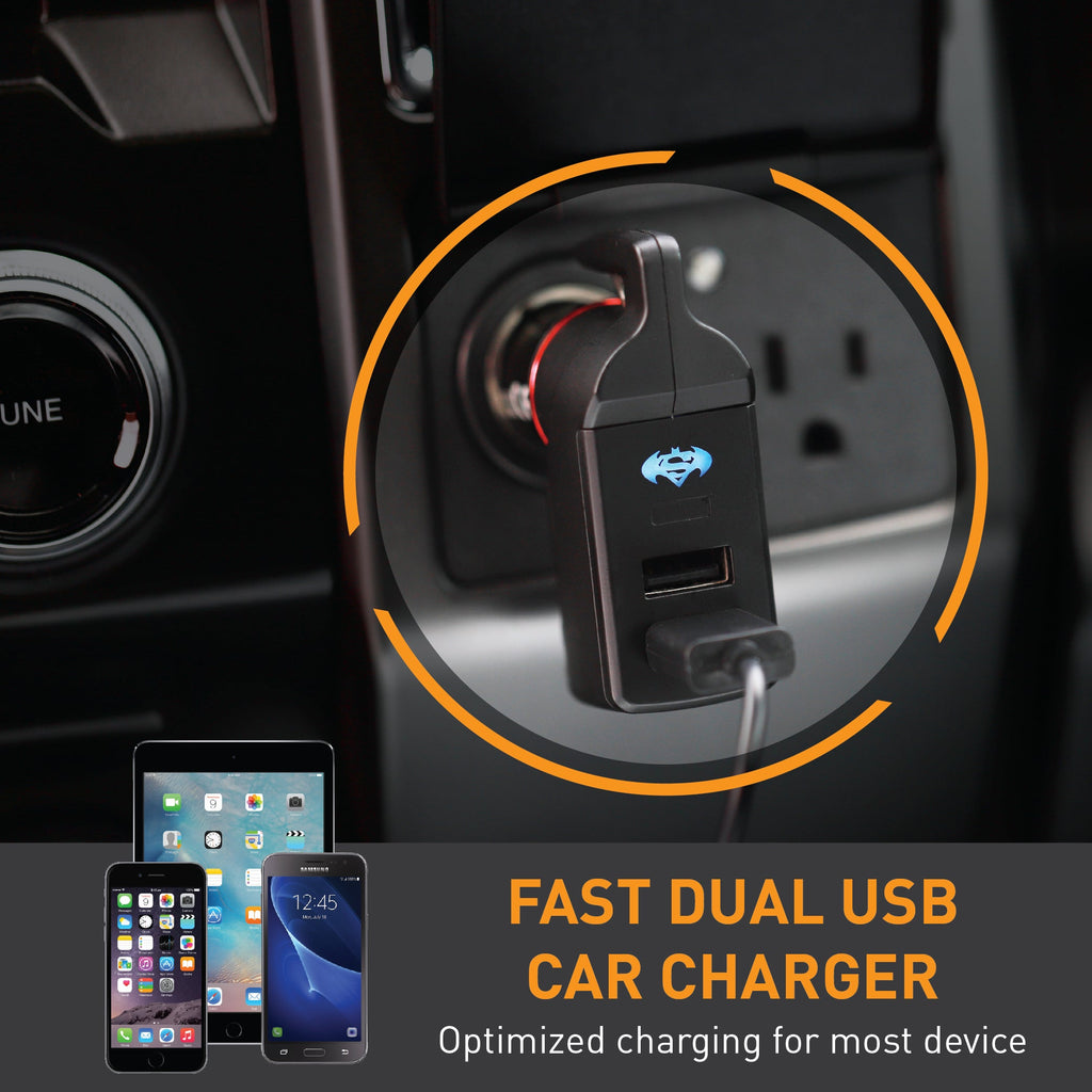 Stinger USB Car Charger Emergency Tool, Seatbelt Cutter, Spring-Loaded Car Window Breaker (Blue Super Batman)
