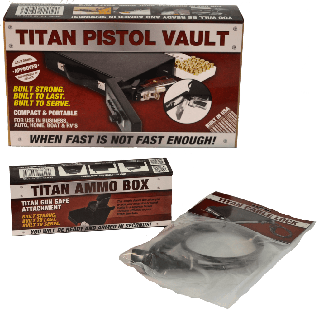 Titan Gun Safe Pistol Vault Bundle "Quick Access Vehicle Handgun Safe"
