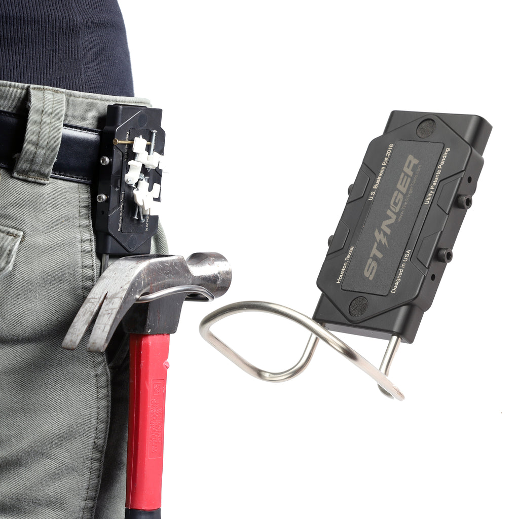 STINGER Magnetic Hammer Holder for Belt – Heavy-Duty Clip with Tool Organizer & Magnetic Storage for Nails, Screws & Bits – Hands-Free Holster for Carpenters & DIY