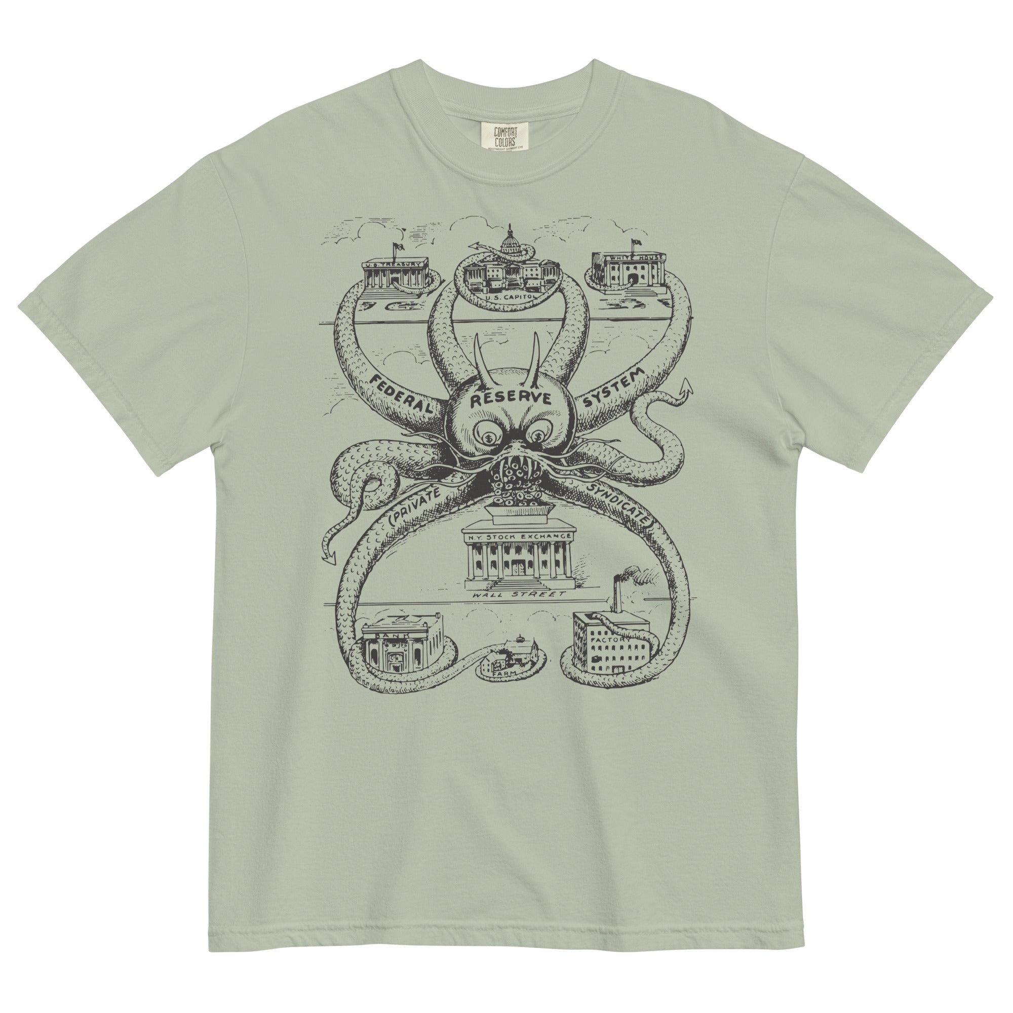Federal Reserve Octopus Garment-dyed Heavyweight T-shirt