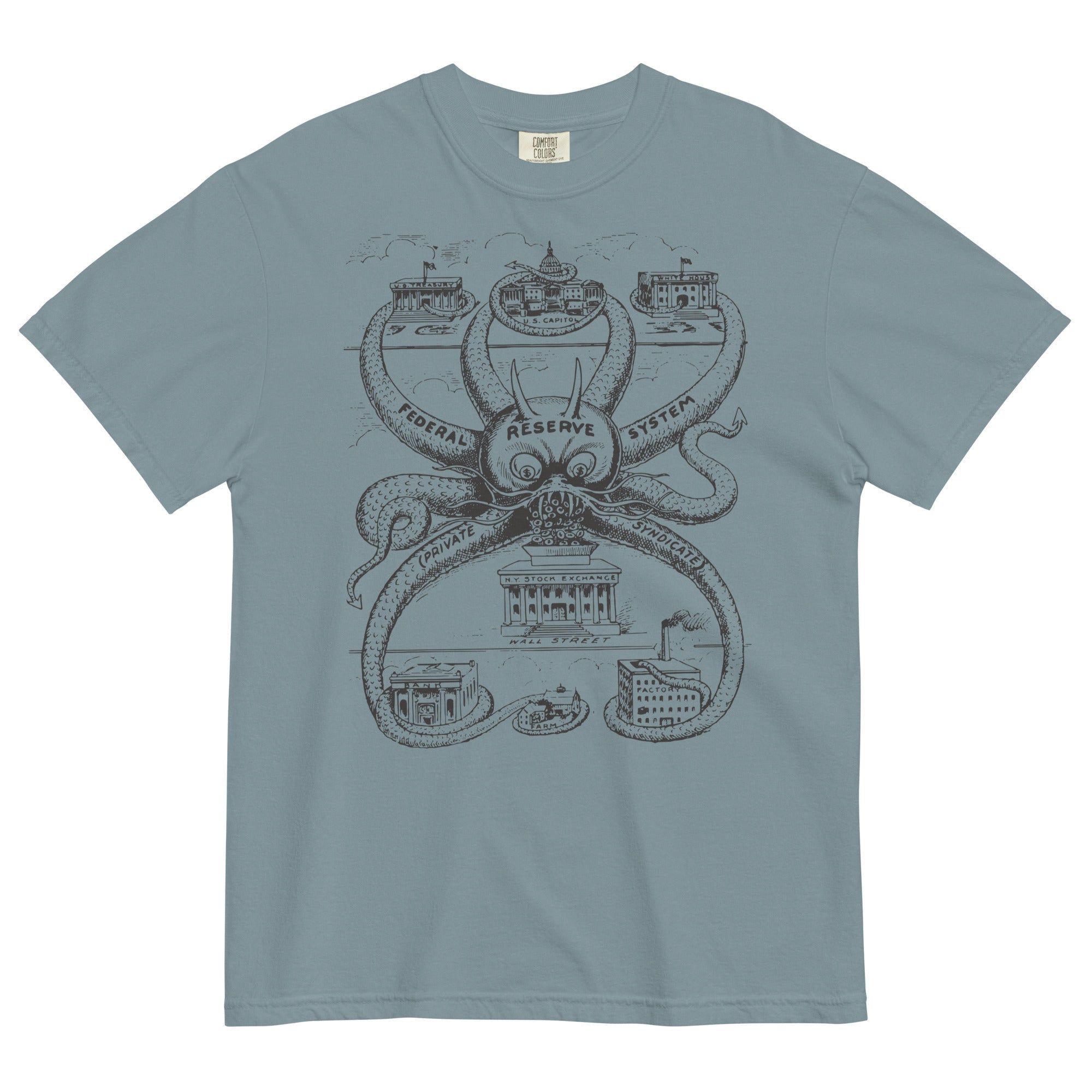 Federal Reserve Octopus Garment-dyed Heavyweight T-shirt
