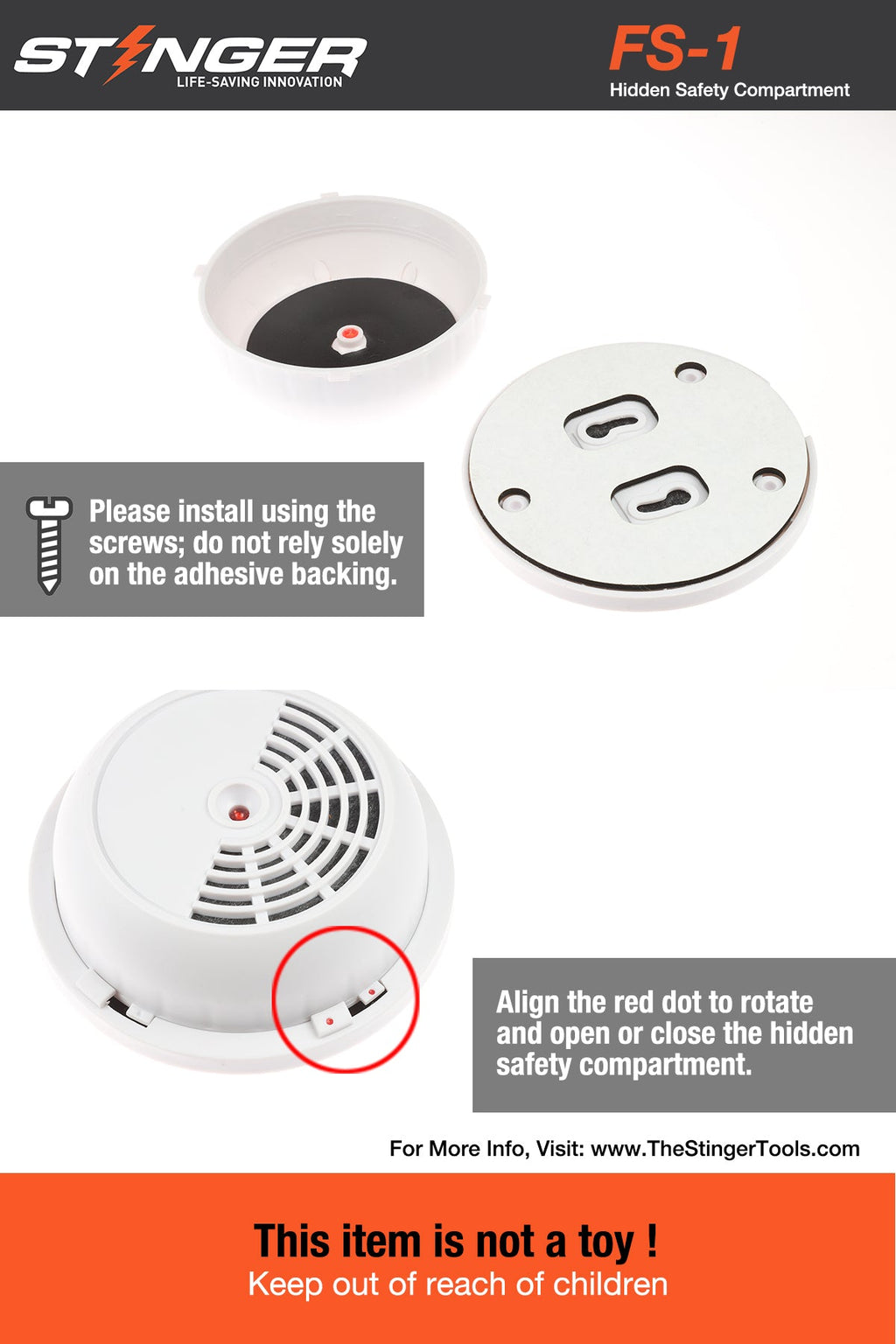 2 pcs EchoSafe Fake Smoke Detector Hidden Safe