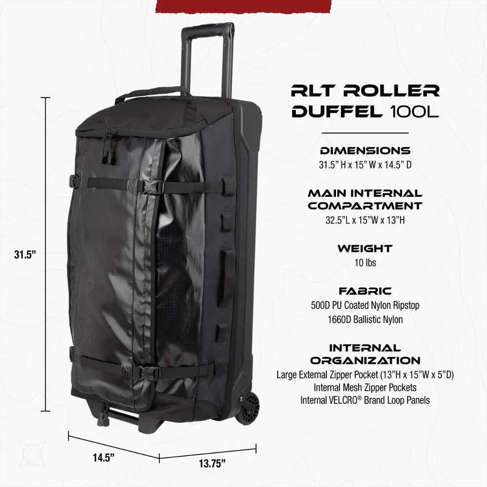 Vertx RLT 100L Duffel Bag - Large 100L Rolling Gear Bag - Keeps Gear Dry & Easy to Organize