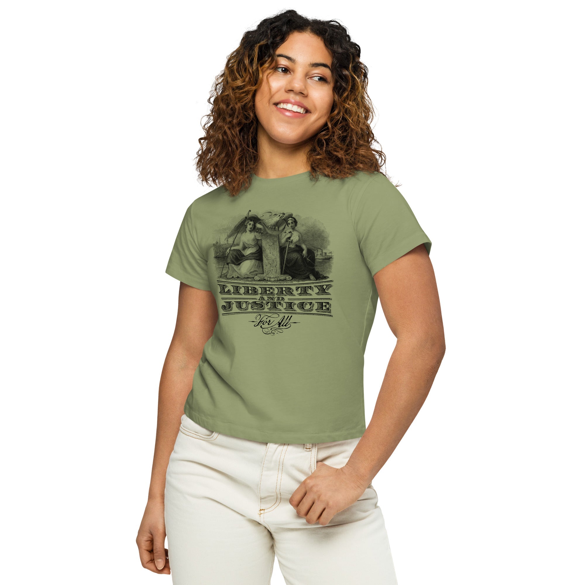 Liberty and Justice Women’s high-waisted t-shirt